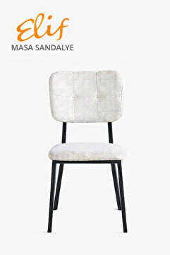 ELİF SANDALYE MİSA Metal Ayaklı Minderli Sandalye – Modern Tasarım, Gri Kumaş