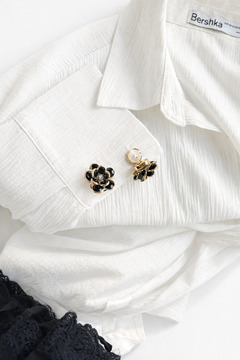 HOUSEKİ Gold Kaplama Renkli Çiçek Kol Düğmesi Düğün & Özel Gün Aksesuarı Cufflink