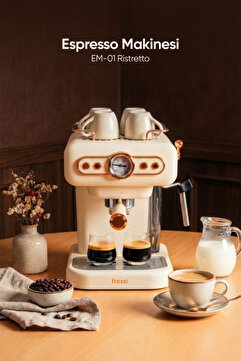 Fressi Espresso Latte Cappuccino Kahve Makinesi Süt Köpürtücülü 20bar Basınçlı 1,2lt Em-01 Ristretto