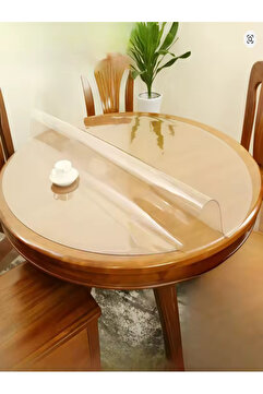 ERKSOLHOME Ceren Şeffaf Yuvarlak 1,5 Mm Kalın Pvc Kaymaz Masa Örtüsü Koruyucu