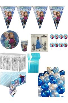 CAVAŞ sun hat Mercansüs Frozen & Elsa 8 Kişilik Hazır Lüks Doğum Günü Parti Seti