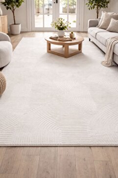 Merinos Rölyef Joy Krem Kaymaz Taban Kesme Halı Yolluk