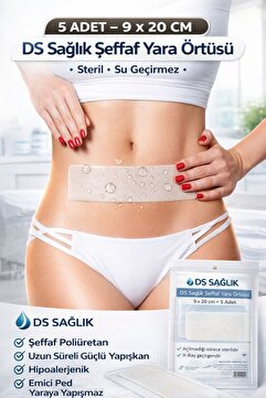 DS Sağlık Su Geçirmez Şeffaf Pu Film Yara Örtüsü - Banyo Bandı 9 cm-20 cm DS SAĞLIK 5 ADET