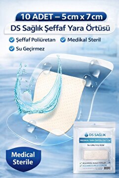 DS Sağlık Su Geçirmez Şeffaf Pu Film Yara Örtüsü - Banyo Bandı(5cm-7,5cm) DS SAĞLIK 10 ADET