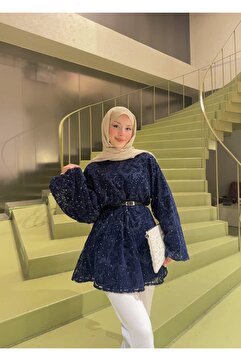 ZARERA TAŞLI TÜL FLOK BLUZ