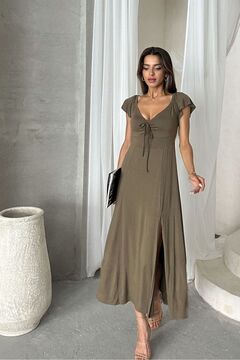 VERYMODA Haki Düz Viskon Elbise | VMD2715