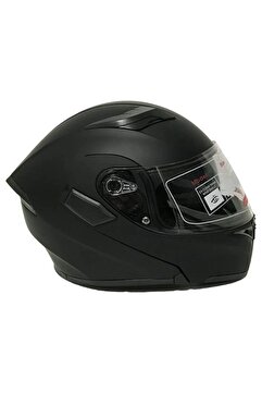 JK20 Mat Siyah Jk 902 Çene Pedli Güneş Vizörlü Çeneden Açılır Kask
