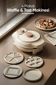 Fressi Tost Ve Waffle Makinesi | Çıkarabilir Yapışmaz Plakalı | 4 Ayrı Plaka | FR-TM59 Multibello Krem