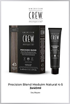 American Crew Precision Blend 4-5 Medium Natural Erkek Saç Boyası Gri Kapatıcı Doğal Görünüm / Gray Blending Hair Color 3 x 40 ml