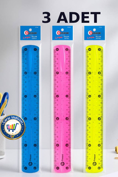 nistabolje 3 Adet Esnek Cetvel Kırılmaz 30 Cm Dayanıklı Karışık Renkler