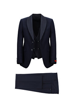 Kiğılı 7 Drop Slim Fit Dar Kesim Şal Yaka Yelekli Smokin & Damatlık