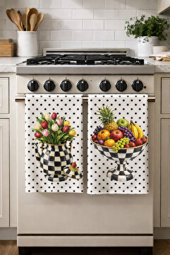 Pilloveland Desenli Mutfak Havlusu (2’li Set) | 30×50 cm - Dama