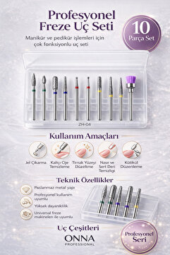 ONNA PROFESSIONAL Profesyonel Tırnak Freze Uç Seti