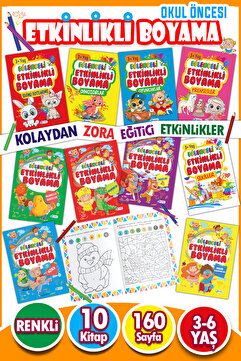 Harika Kitap Eğlenceli Etkinlikli 10 Kitaplı Eğitici Boyama Seti 160 Sayfa
