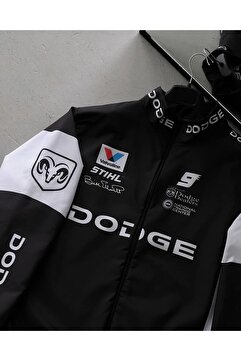 memetti m şekil Dodge Siyah Beyaz Unisex Motorcu Yağmurluk Rüzgarlık İnce Ceket