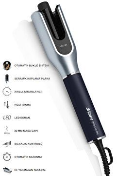 Arzum AR5156 Revolution Otomatik Saç Maşası - Platin Gri (360° Otomatik Dönen Başlık)
