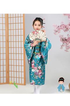 Kadıköy Kostüm Çocuk Mavi Çiçekli Kimono