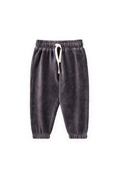 Cigit Fitilli Kadife Jogger Pantolon 1-10 Yaş Füme