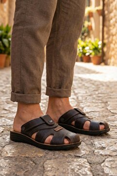 Gezer Yazlık Erkek Çıtçıtlı Ayarlanabilir Terlik-Sandalet