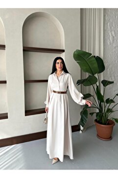 newmisal KADIN ÖNÜ YARIM PATLI KEMERLİ ELBİSE