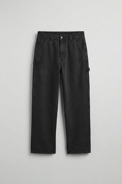 ablukaonline Erkek Baggy Marangoz Cepli Jean Pantolon Siyah