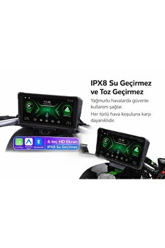 ATLT ATLANTİS IPX8 SU TOZ GEÇİRMEZ 6 İNÇ HD EKRAN CAR PLAY VE OUTO DESTEKLİ MOTORSİKLET NAVİGASYON EKRANI 1440X720