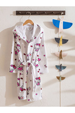 LC Waikiki Pembe Hello Kitty Baskılı Kız Çocuk Bornoz
