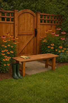 pinoxi Masif Ahşap Bank Bench Sandalye Mutfak Bank Ceviz 100cm X 30cm Ceviz Renk