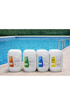 Hvz Kimya Havuz Bakım Seti Sıvı Klor(25kg) +Sıvı Ph Düşürücü (25kg) +Yosun Önleyici (10lt)+Parlatıcı (10lt)