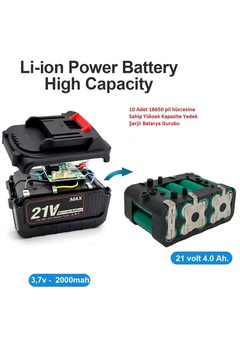 Depolife 10'lu Pil Seti Şarjlı Matkap için 10 pilli Batarya içi imr 3,7v 18650 2000 mah Li-ion Akü üniversal