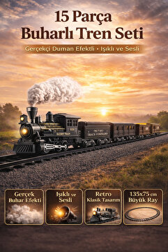YILDIRIM OYUNCAK 15 Parça Sesli Işıklı Buhar Çıkaran Tren - Işıklı ve Sesli Buhar Çıkartan 15 Parça Tren Set