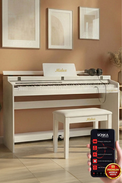 Midex Plx-140 Pro-wh Dijital Piyano Bluetooth Tuş Hassasiyeti 88 Tuşlu Kapaklı (KULAKLIK VE TABURE)