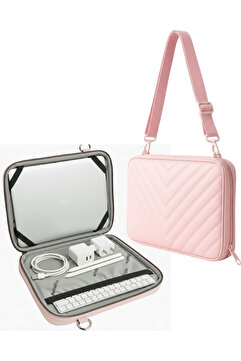 NS reliable TAM AÇILABİLİR Pembe Suni Deri Laptop Kılıfı ve MacBook Çantası 11 /13.6/15.6 inç M2/M3 Uyumlu Kılıf