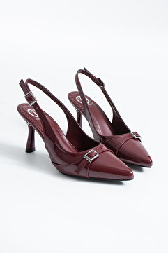Pazzyonez Kadın Bordo Rugan Biyana Model Toka Detaylı Abiye Stiletto Klasik Topuklu Ayakkabı