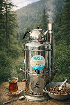 ÇAKIR - Piknik Semaveri, Odunlu Semaver, Odunlu Semaver, Üstten Demlikli 7,5 Litre 80 Bardak
