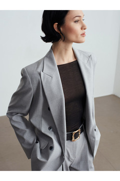Dilvin 60783 Kruvaze Blazer Ceket-Gri