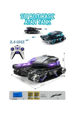 Gepettoys Oyuncak Uzaktan Kumandalı Sesli Ve Işıklı 2.4 Ghz Su Bombası Atan Tank