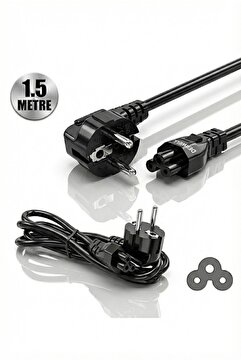 Derwell Notebook Laptop Şarj Adaptörü 3lü Yonca 3 Pinli Dizüstü Bigisayar Power Güç Kablosu C5 1.5 Metre