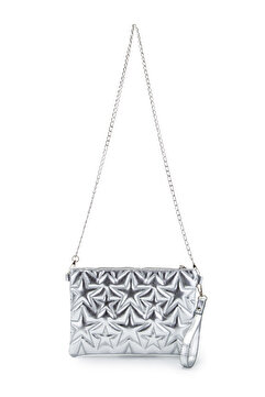 minebag Yıldız Dikişli Clutch Star Kadın Çanta Gümüş Rugan