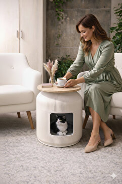 Kastasaksı Plastik Dekoratif kedi evi - dekoratif kedi tuvaleti- dekoratif yan sehpa