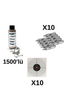Hunthink 1500'lü Çelik Bilye 4,5 Mm+ Co2 Tüp 10 Adet+10 Adet Hedef Kağıdı