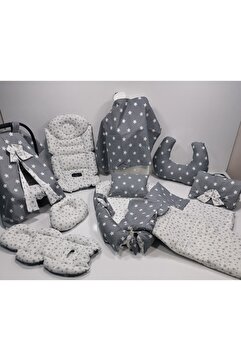 Balamira Gri Beyaz Yıldız 13 Lü Babynest Seti