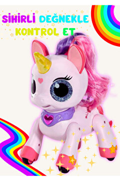Boratila Toys Şarjlı Akıllı Unicorn: Sihirli Değnek Kumandalı, Müzikli, Sensörlü İnteraktif Eğitici Oyuncak