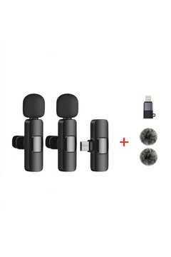 alphastore Profesyonel Kablosuz Yaka Mikrofonu (Çiftli Set) - iPhone, Android, Kamera ve PC Uyumlu