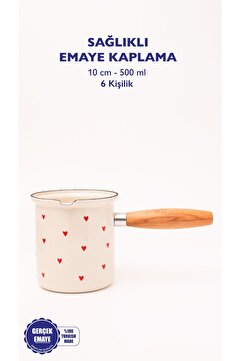 EMAYlab Cupid Emaye Ahşap Saplı Cezve (500ml-6 kişilik)