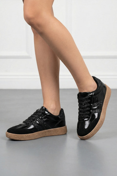 NAVİSHOES Siyah Kadın Retro Sneaker Şeritli Günlük Spor Ayakkabı 122NAV