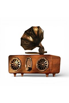 ROYALTREND Nostaljik Gramafon Görünüm Radyo,Şık Tasarım, Ahşap Trend Nostalji Radyo