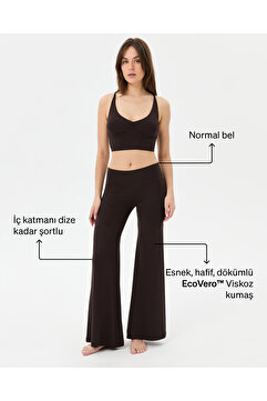 Ayma Active Kahverengi Şortlu Yoga Pantolon Ince Dökümlü Yoga Pantolon