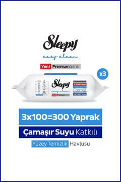 Sleepy Easy Clean Premium Çamaşır Suyu Katkılı Yüzey Temizlik Havlusu Mendili 3x100 (300 Yaprak)
