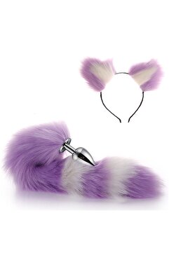 Joytoy Peluş Kuyruk Tıpa Ve Tilki Kulakçık Seti Fox Plug Tüylü Anal Vajinal Dildo Penis